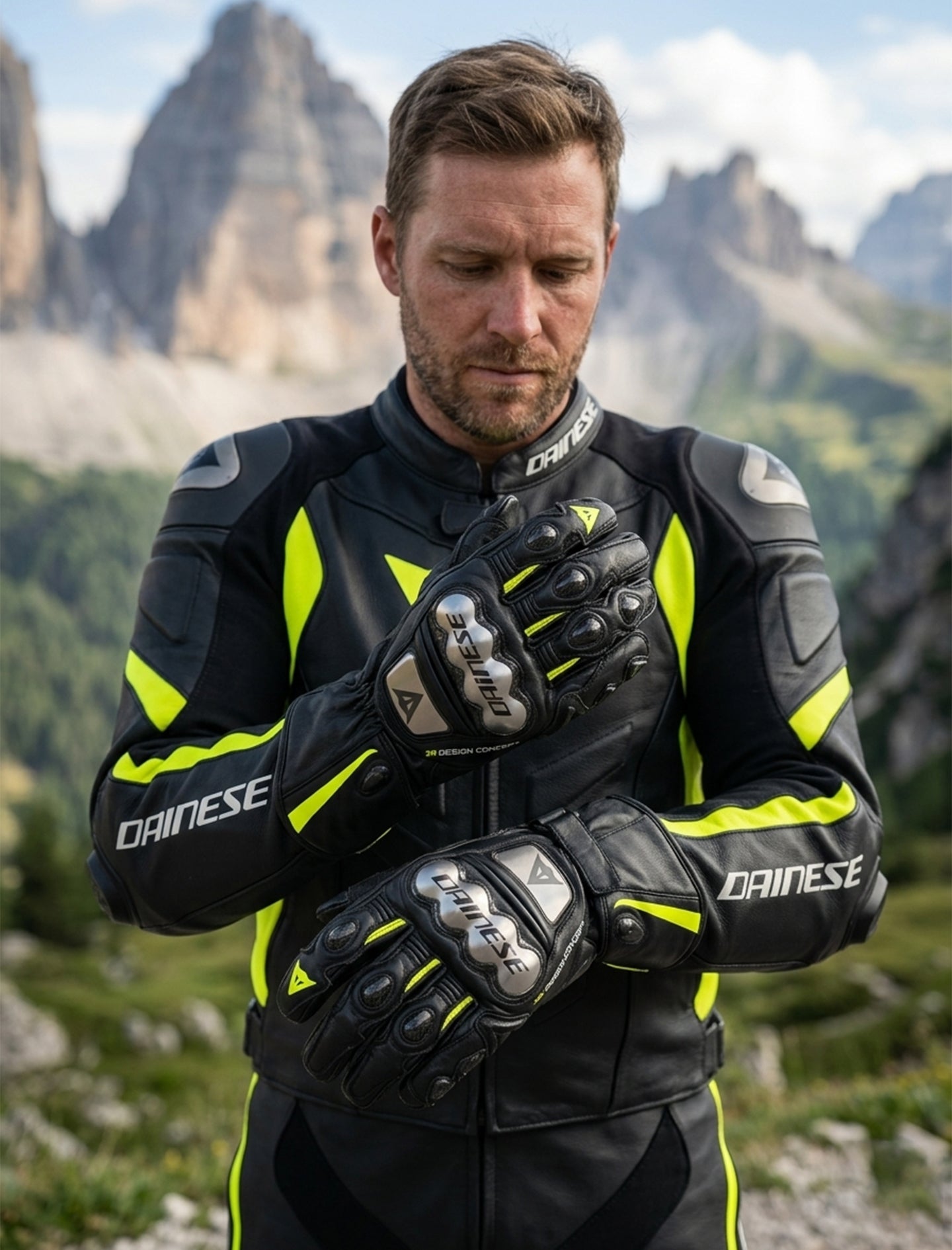 LEATHER RACING MOTORCYCLE GLOVES 07
