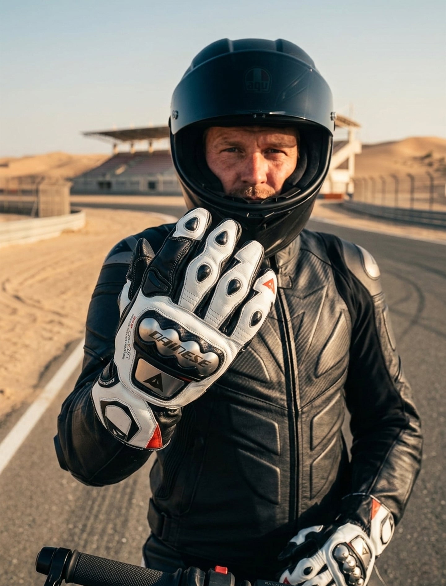 LEATHER RACING MOTORCYCLE GLOVES 08