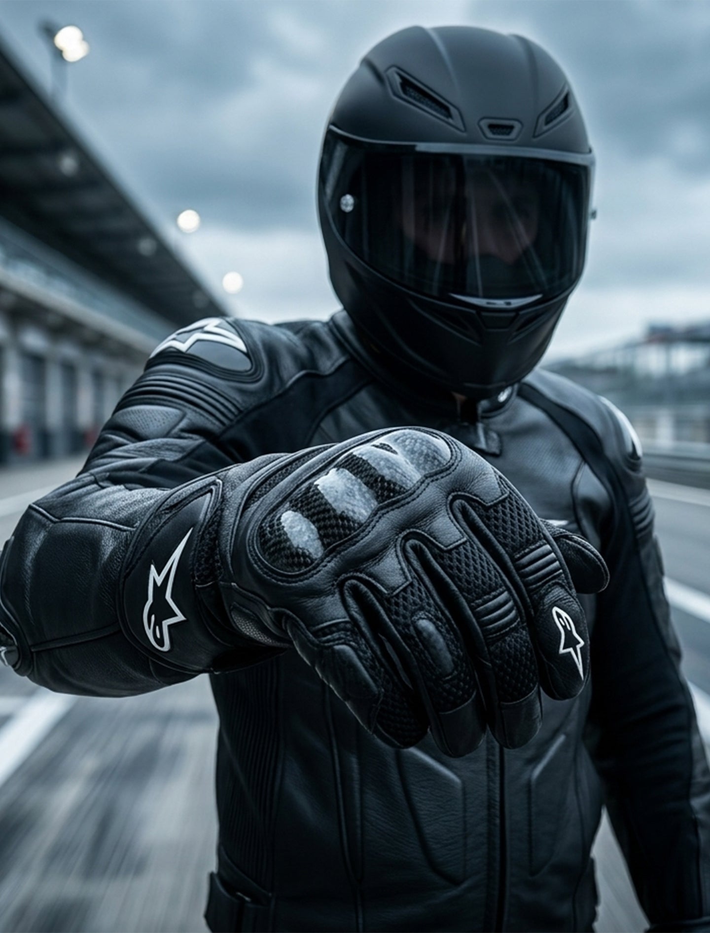 LEATHER RACING MOTORCYCLE GLOVES 06