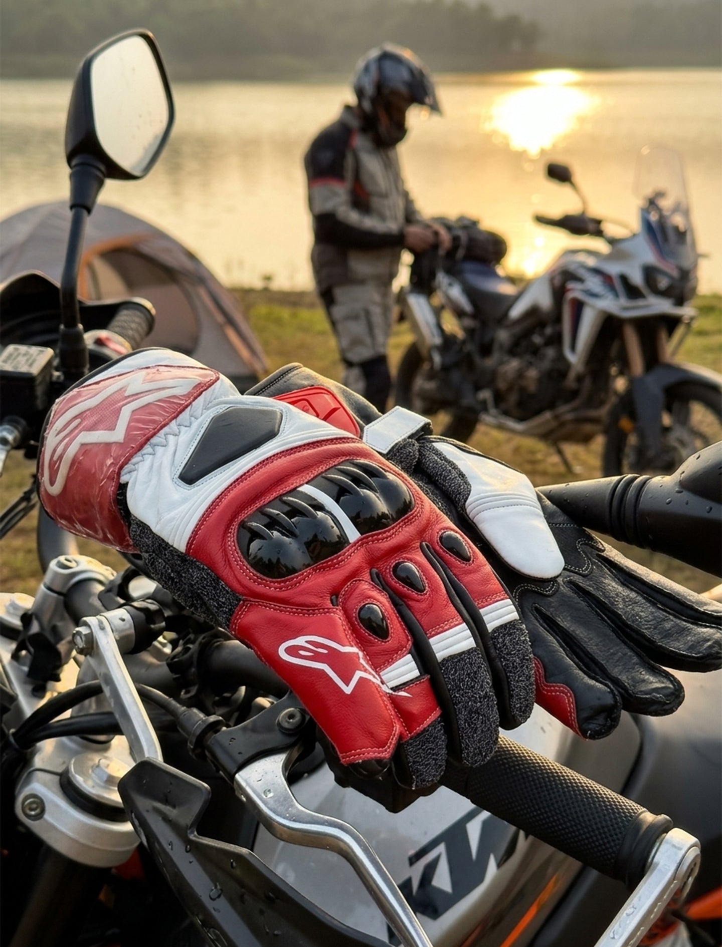LEATHER RACING MOTORCYCLE GLOVES 04