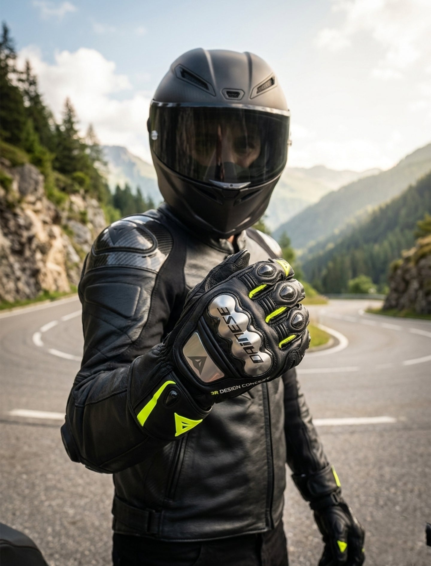 LEATHER RACING MOTORCYCLE GLOVES 07