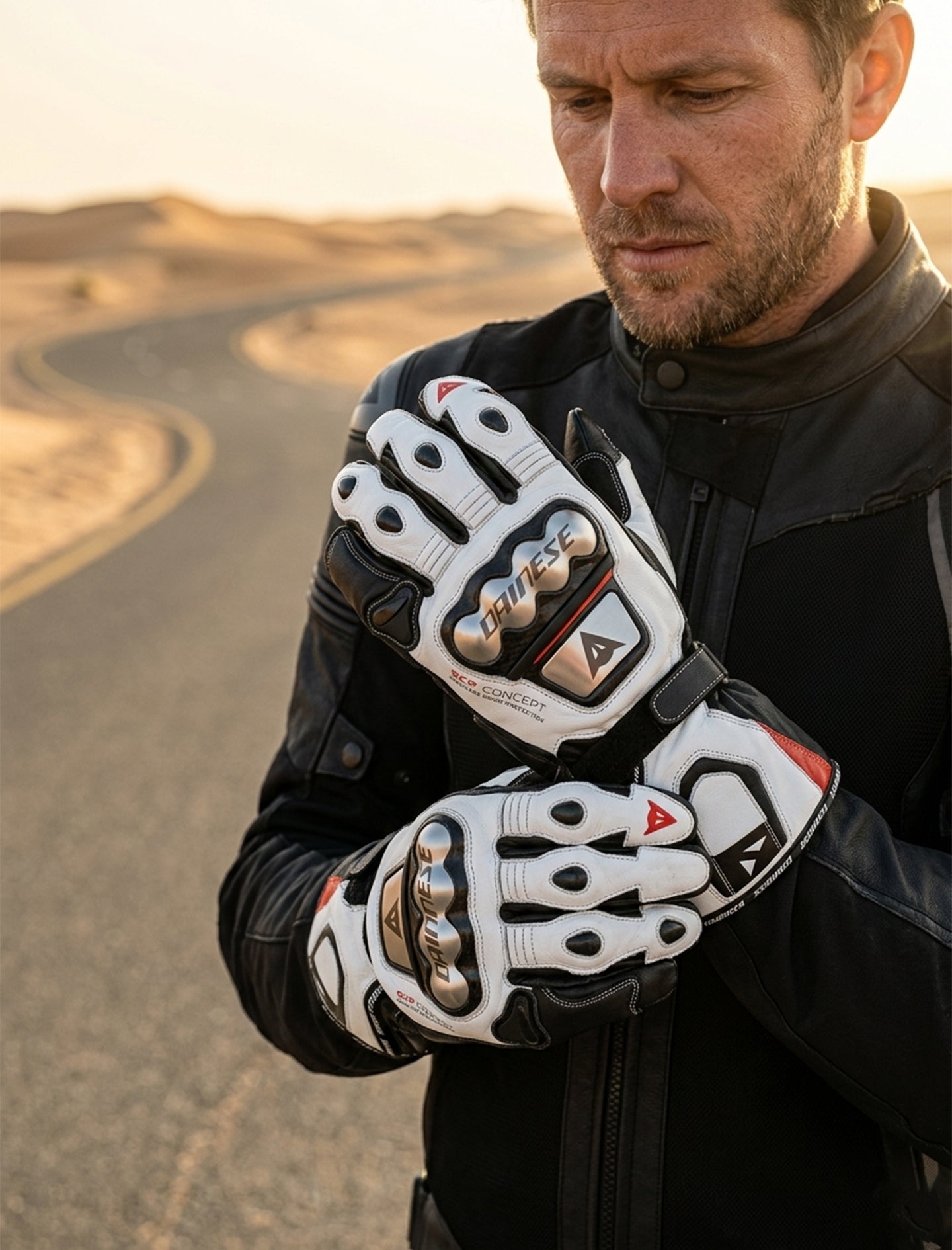 LEATHER RACING MOTORCYCLE GLOVES 08