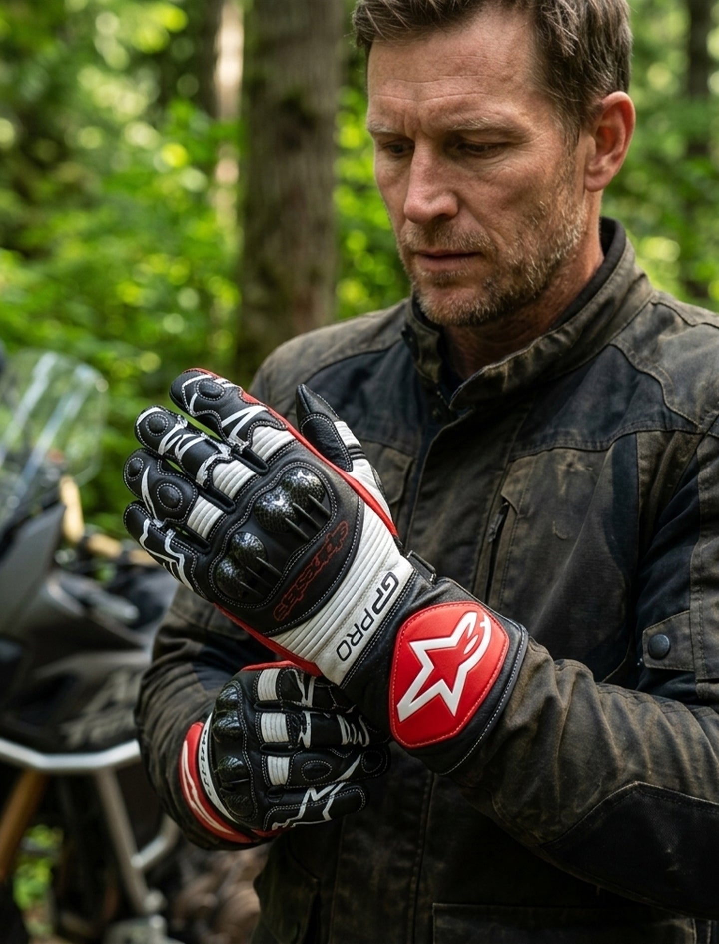 LEATHER RACING MOTORCYCLE GLOVES 01