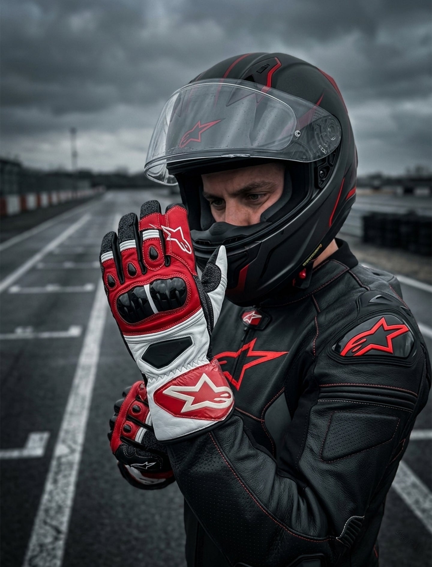 LEATHER RACING MOTORCYCLE GLOVES 04