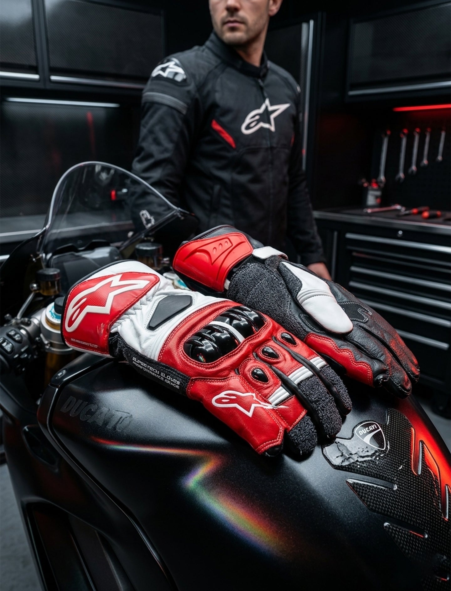 LEATHER RACING MOTORCYCLE GLOVES 04