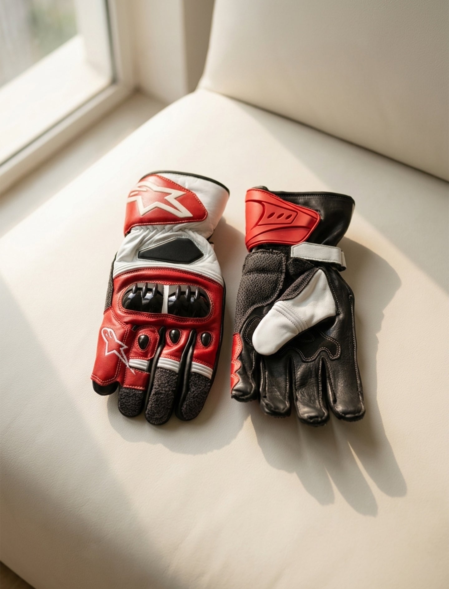 LEATHER RACING MOTORCYCLE GLOVES 04